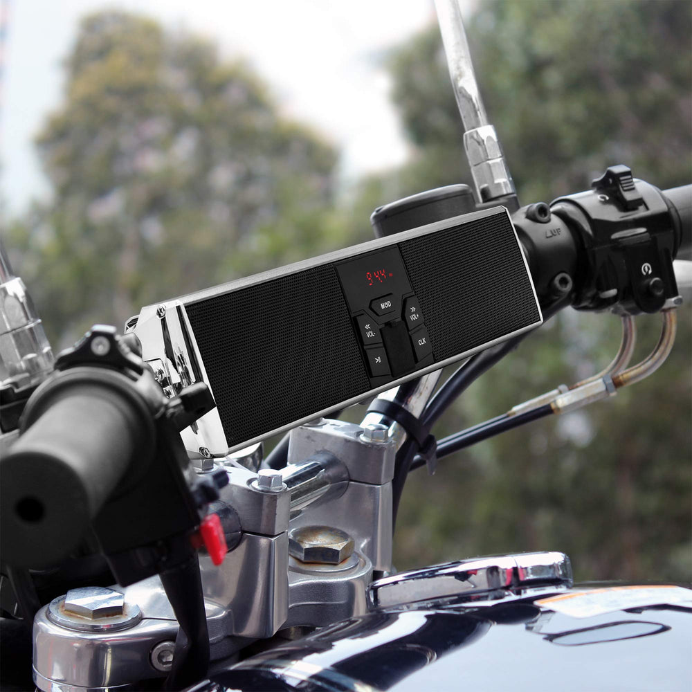 RE8 Gen.3 Waterproof Bluetooth Motorcycle Stereo Speakers LED Soundbar 7/8-1.25 in. Handlebar Mount MP3 Music Player Audio Amplifier System ATV 4 Wheelers USB AUX FM Radio