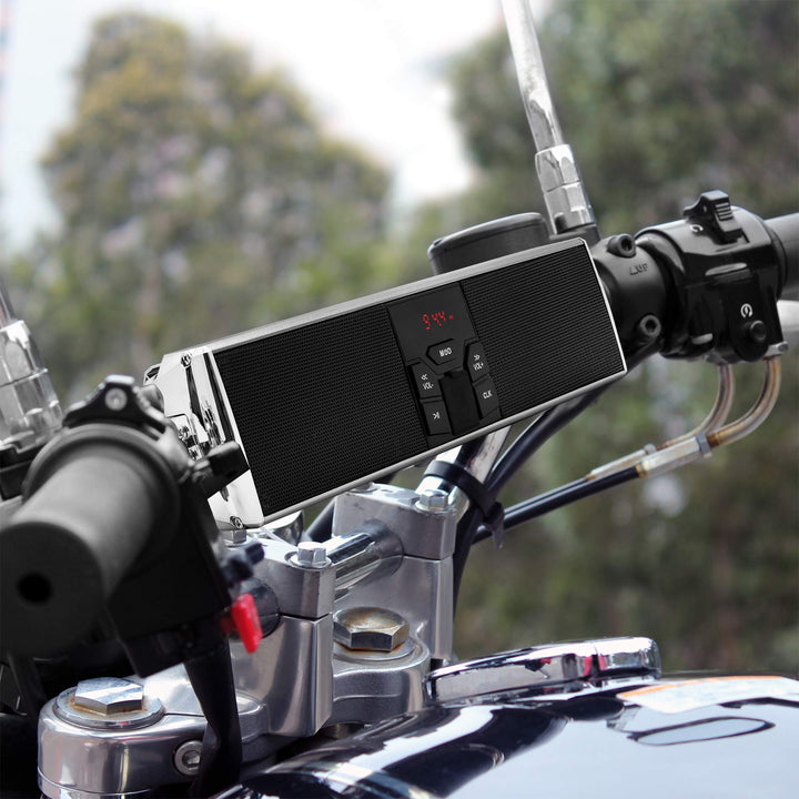RE8 Gen.3 Waterproof Bluetooth Motorcycle Stereo Speakers LED Soundbar 7/8-1.25 in. Handlebar Mount MP3 Music Player Audio Amplifier System ATV 4 Wheelers USB AUX FM Radio
