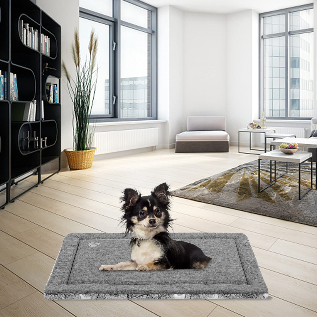 Dog Bed Mat Dog Crate Pad Reversible (Cool & Warm), Machine Washable Dog Crate Mat, Kennel Pad for Dog Sleeping Mattress for Large Medium Small Dogs, Grey