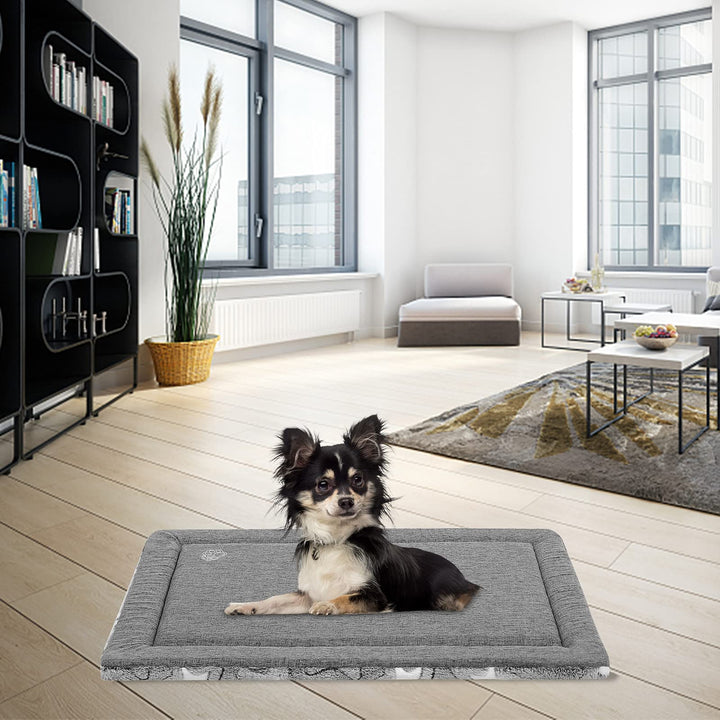 Dog Bed Mat Dog Crate Pad Reversible (Cool & Warm), Machine Washable Dog Crate Mat, Kennel Pad for Dog Sleeping Mattress for Large Medium Small Dogs, Grey