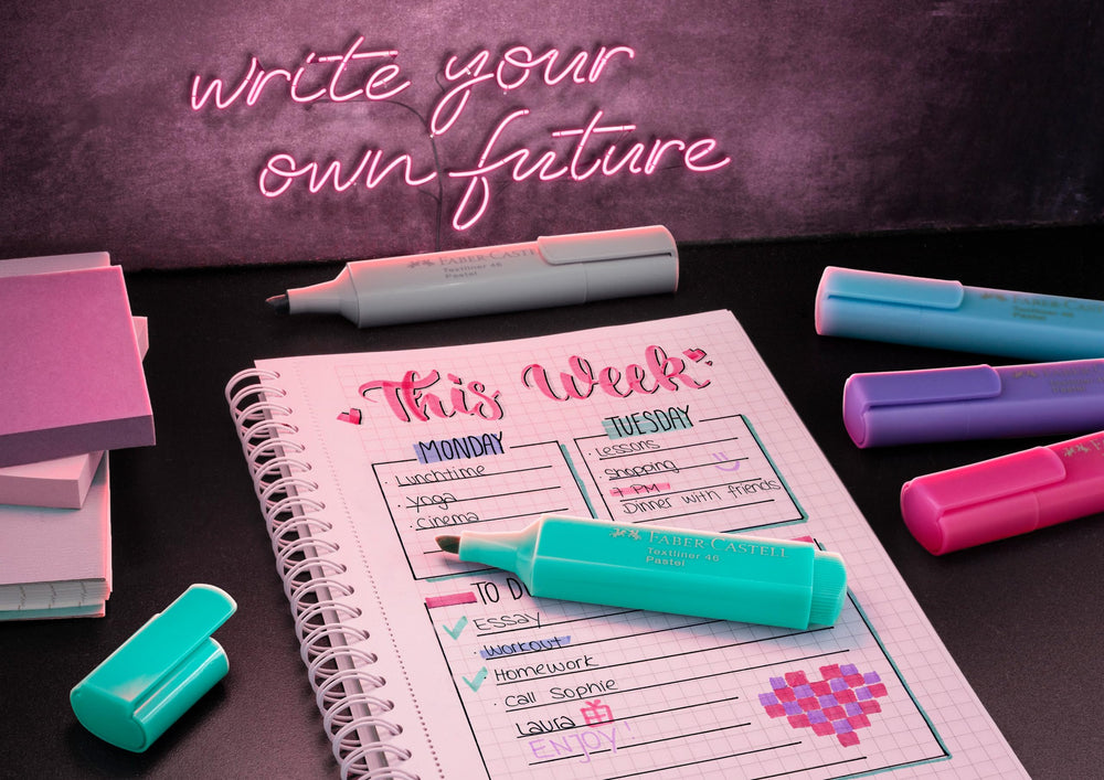 Pastel Highlighters Set - 8 Chisel Tip Highlighter Pens in Assorted Pastel Colors