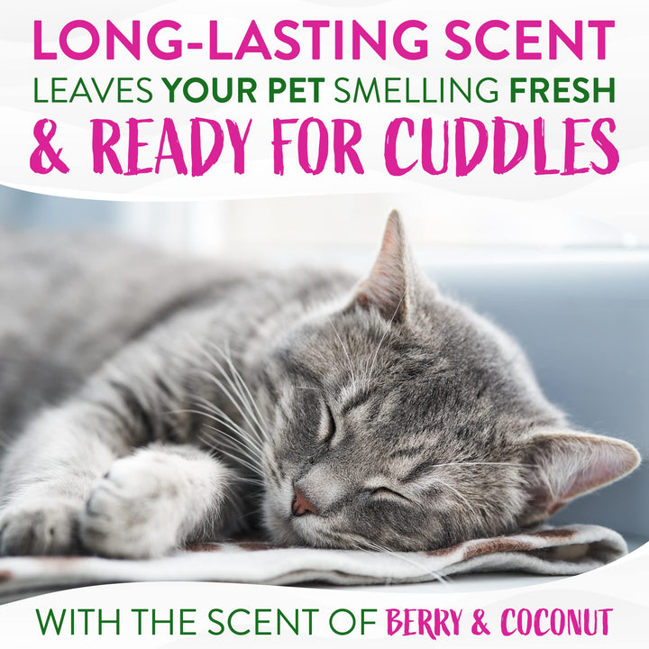 Berry Coconut Waterless Cat Shampoo | Deep Cleansing Dry Shampoo for Cats | Natural Cat Shampoo Derived from Natural Ingredients | Made in The USA | 7.4 oz.