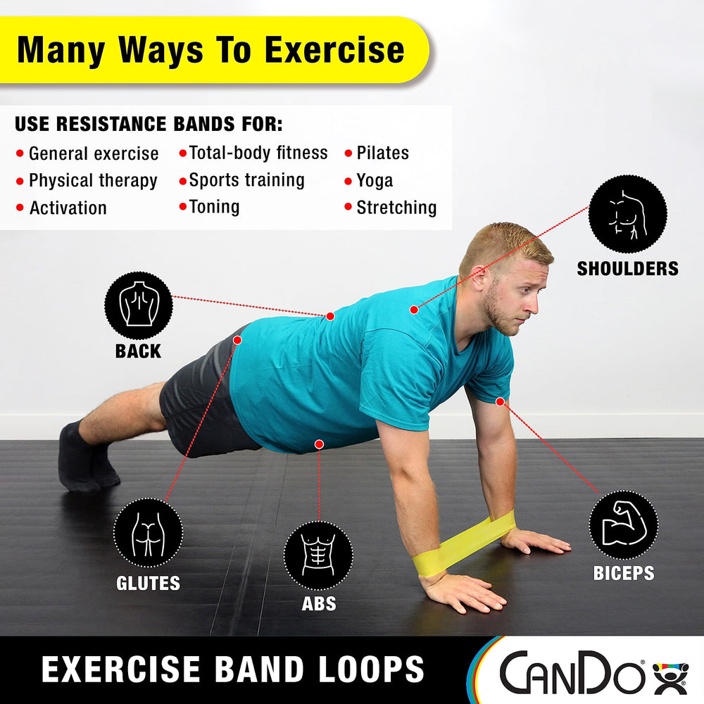 CanDo Exercise Band Loop Exerciser Full Body Set Silver 10 15 30 Inch Blue 10 /15/30 Inch