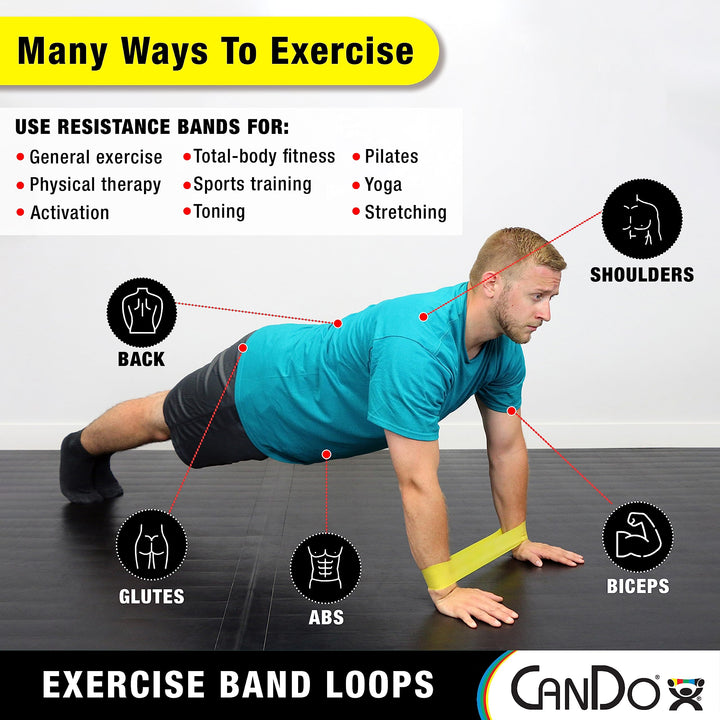 CanDo Exercise Band Loop Exerciser Full Body Set Silver 10 15 30 Inch Blue 10 /15/30 Inch