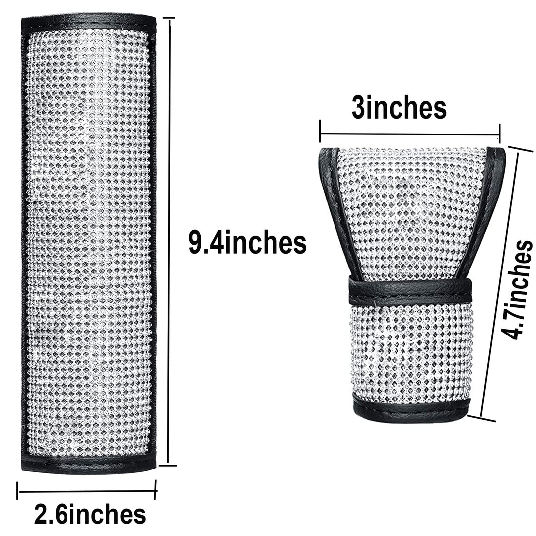 Rhinestone Car Seat Belt Pads Bling Seatbelt Shoulder Pads Cushion Auto Seatbelt Cover PU Leather Shoulder Strap Covers Bling and Shift Cover