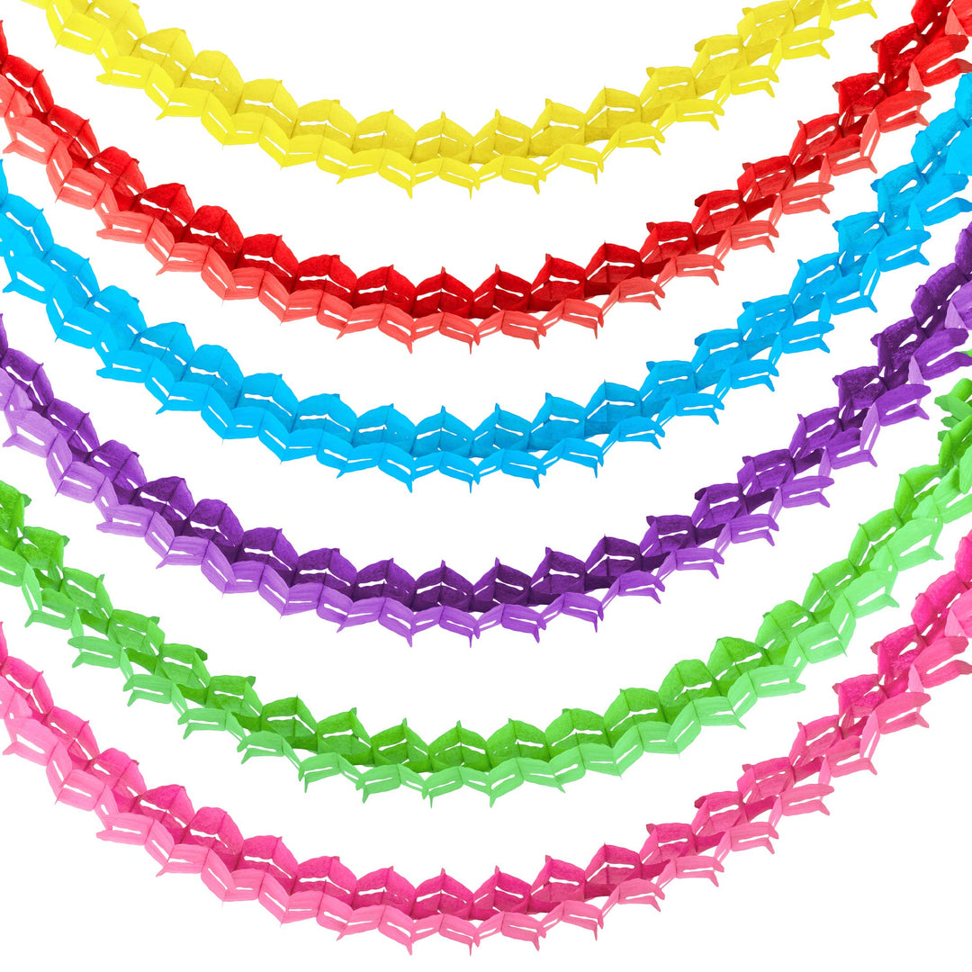 10ft Four Leaf Clover Garland Party Banner Paper Tissue Hanging Decorations Set for Birthdays, Classroom (6 Piece) (Assorted)