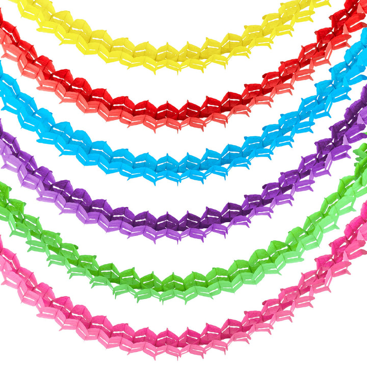 10ft Four Leaf Clover Garland Party Banner Paper Tissue Hanging Decorations Set for Birthdays, Classroom (6 Piece) (Assorted)