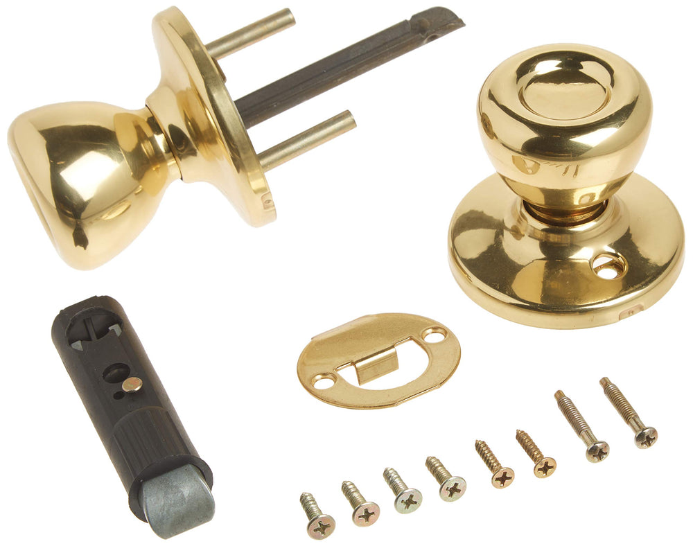 Mobile Home Interior Passage Door Knob, Handle For Closet and Hallway Doors, Non-Locking Doorknob in Polished Brass