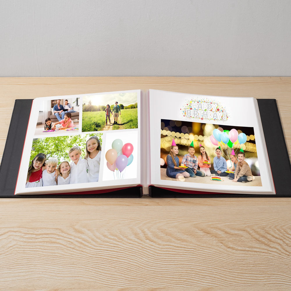 Photo Album Self Adhesive 3x5 4x6 5x7 6x8 8x10 8.5x11 11x10.6 Magnetic Scrapbook Album DIY Length 11x10.6 Inch 40 Pages Linen Cover with A Metallic Pen and DIY Accessories(Black)