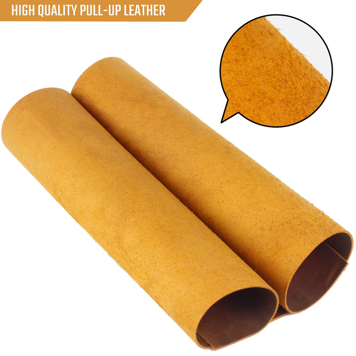 Toprank Genuine Leather Sheets for Crafts 6'X12'' Precut Full Grain Leather Tooling Leather (1.6mm) Cowhide Leather Pieces Square, Camel