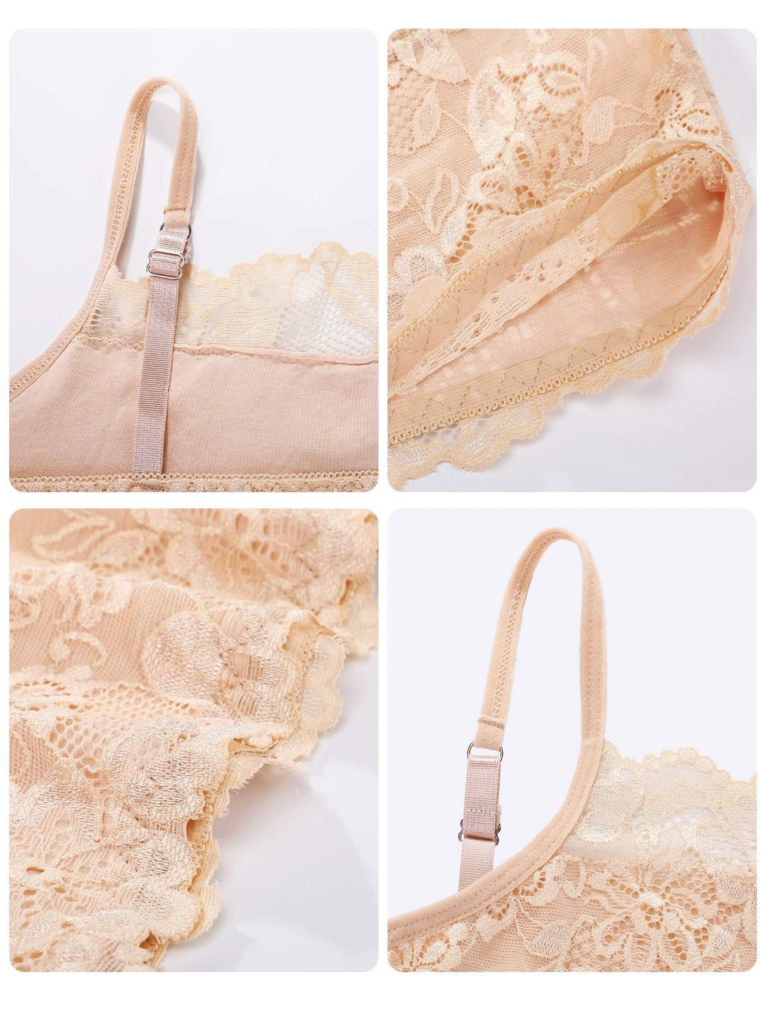 4 Pieces Women's Lace Cami Stretch Lace Half Cami Breathable Lace Bralette Top for Women Girls (Small, Color Set 1)