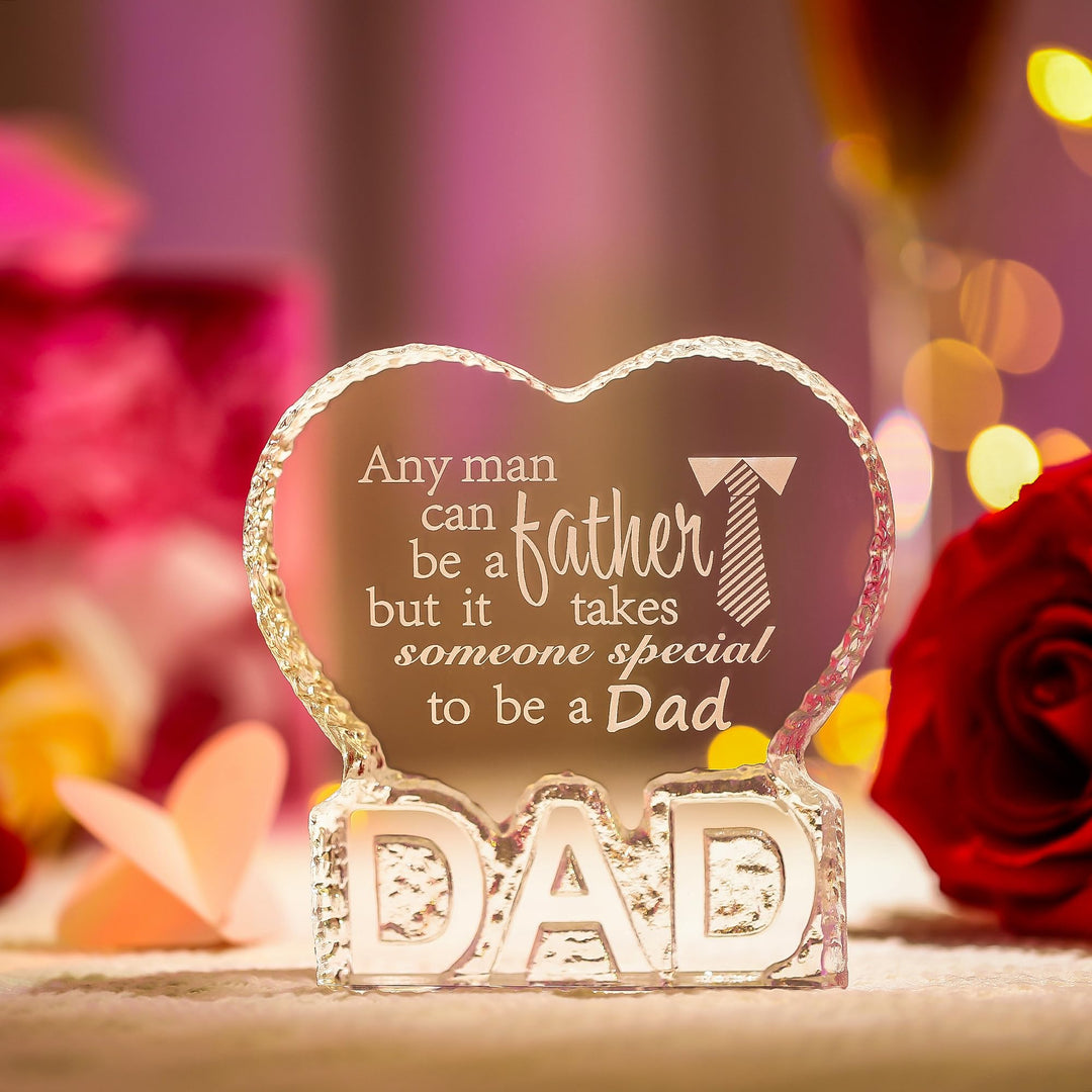for Dad, Dad/Papa/Daddy Gifts from Daughter/Son/Kids - DAD Shape Crystal Decor for Birthday Fathers Day