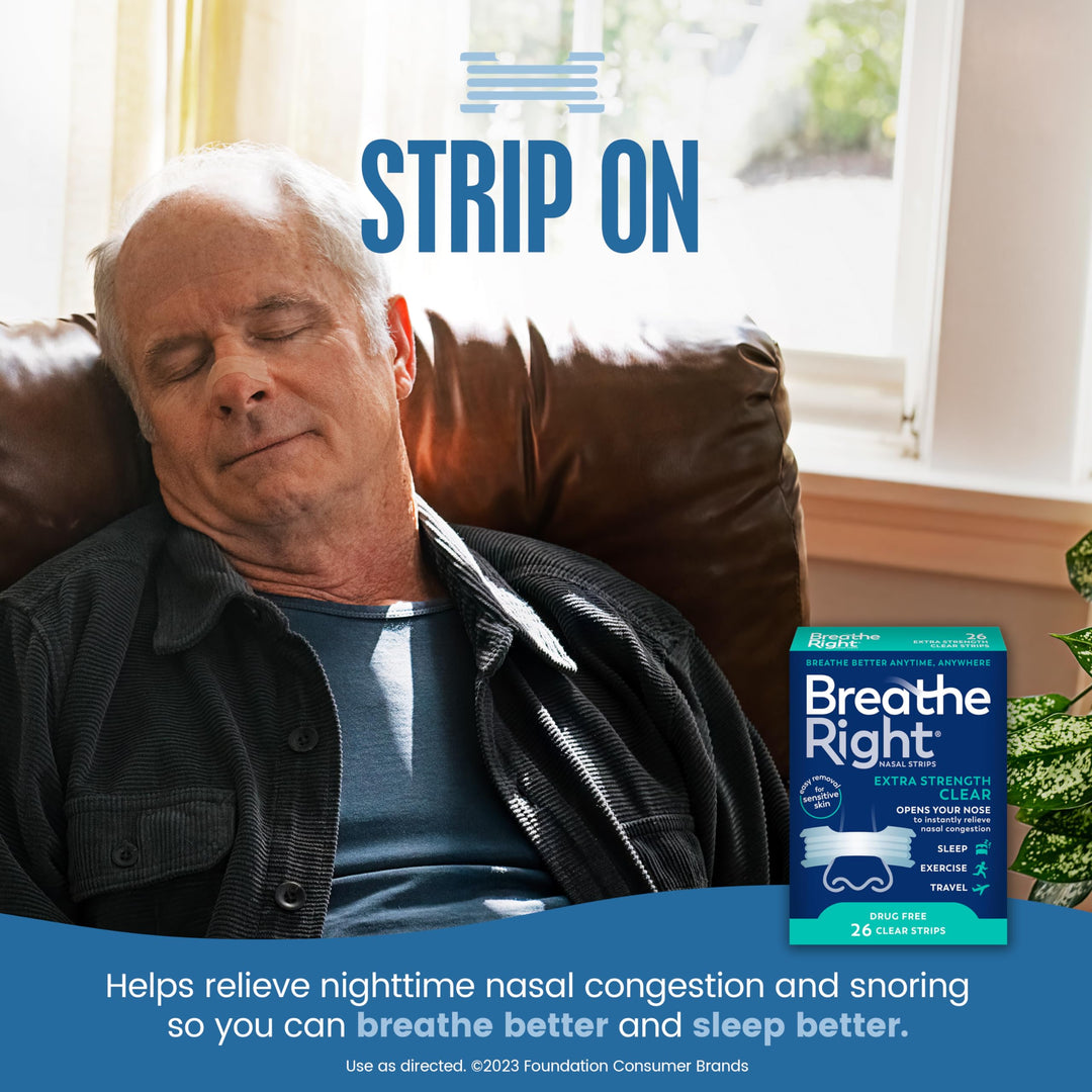Nasal Strips | Extra Strength | Clear Nasal Strips | For Sensitive Skin | Help Stop Snoring | Drug-Free Snoring Solution & Nasal Congestion Relief Caused by Colds & Allergies | 26 Count
