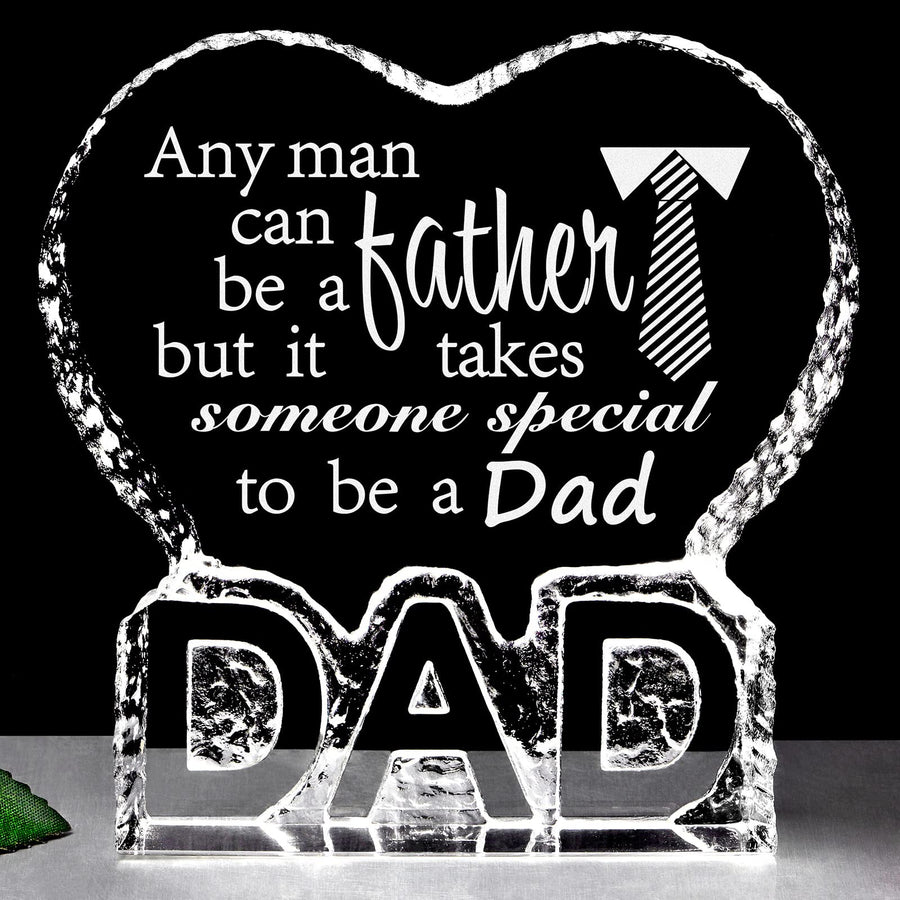 for Dad, Dad/Papa/Daddy Gifts from Daughter/Son/Kids - DAD Shape Crystal Decor for Birthday Fathers Day