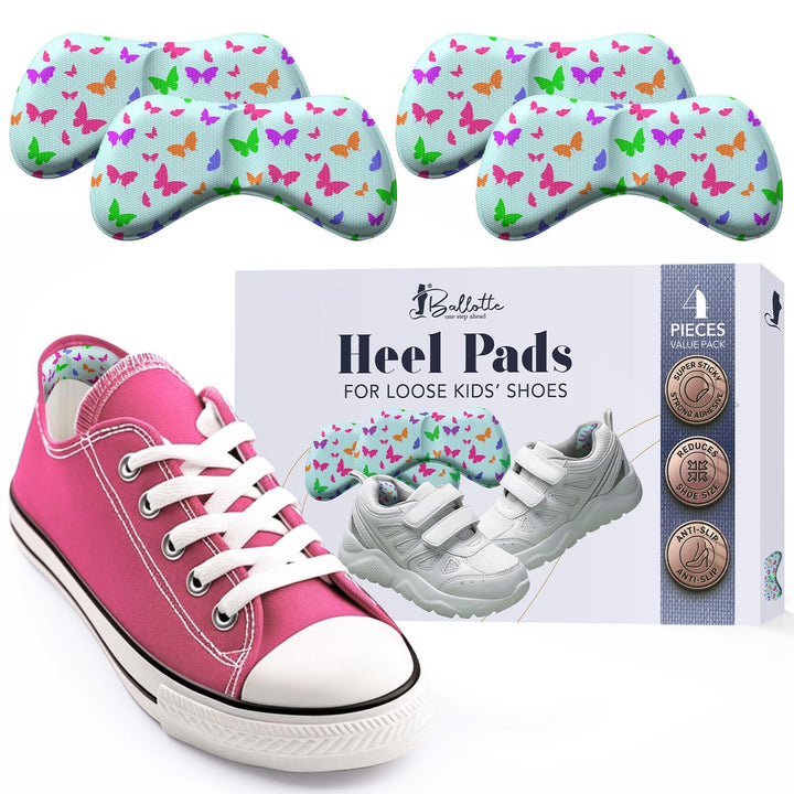 Shoe Inserts for Kids - Sticky Heel Grips for Loose Shoes - Add Extra Volume (0.5 Size) - 6 Pieces of Cute Small Sticky Cushion Pads for Kids Shoes