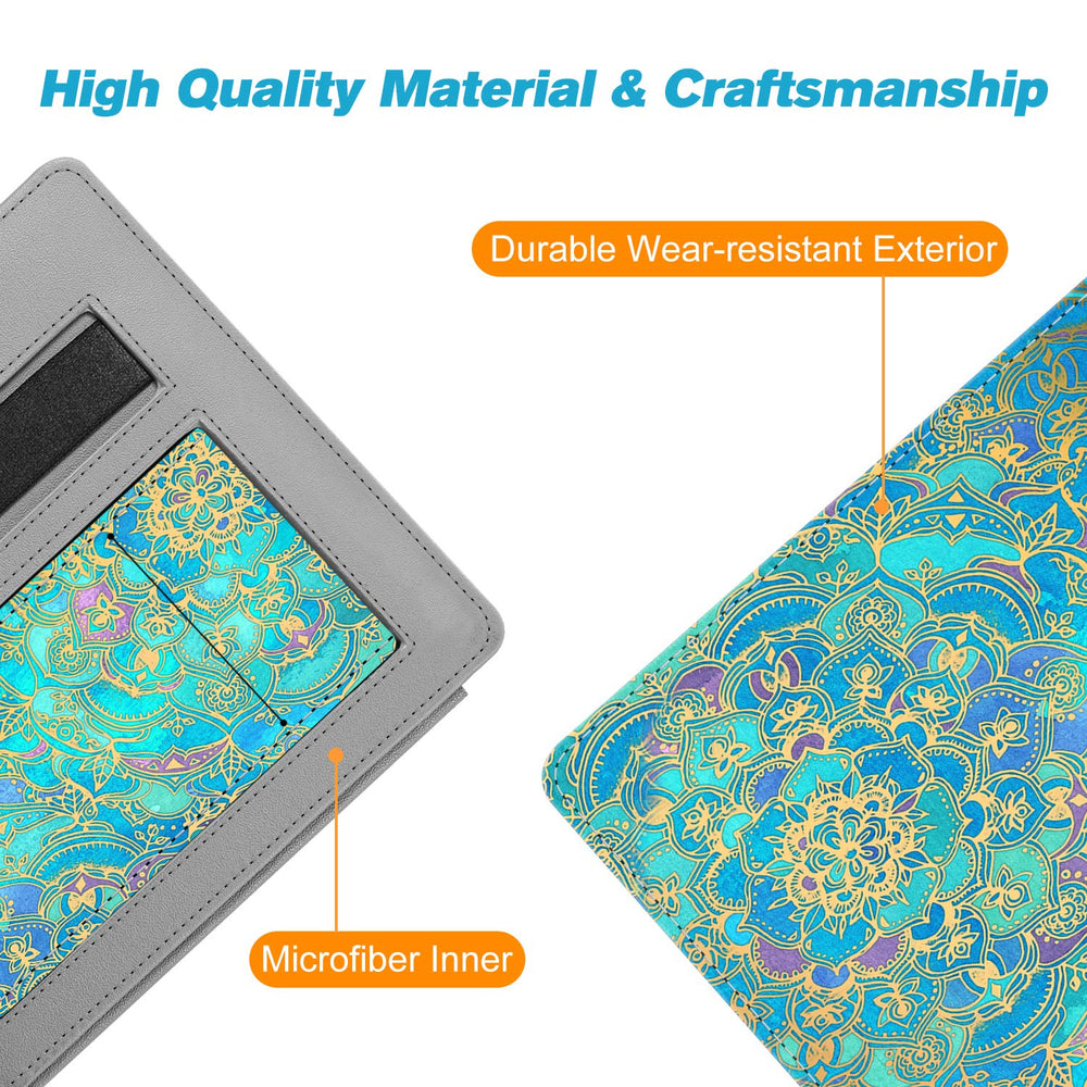Stand Case for Kindle Oasis (10th/9th Generation, 2019/2017 Release) - Premium PU Leather Sleeve Cover with Card Slot and Hand Strap, Shades of Blue