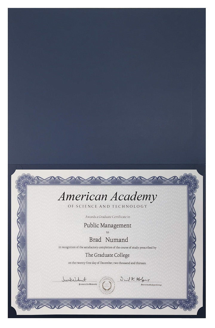 25 Pack Navy Blue Certificate Holders, Diploma Holders, Document Covers with Gold Foil Border, for Letter Size Paper, 25 Count, Blue