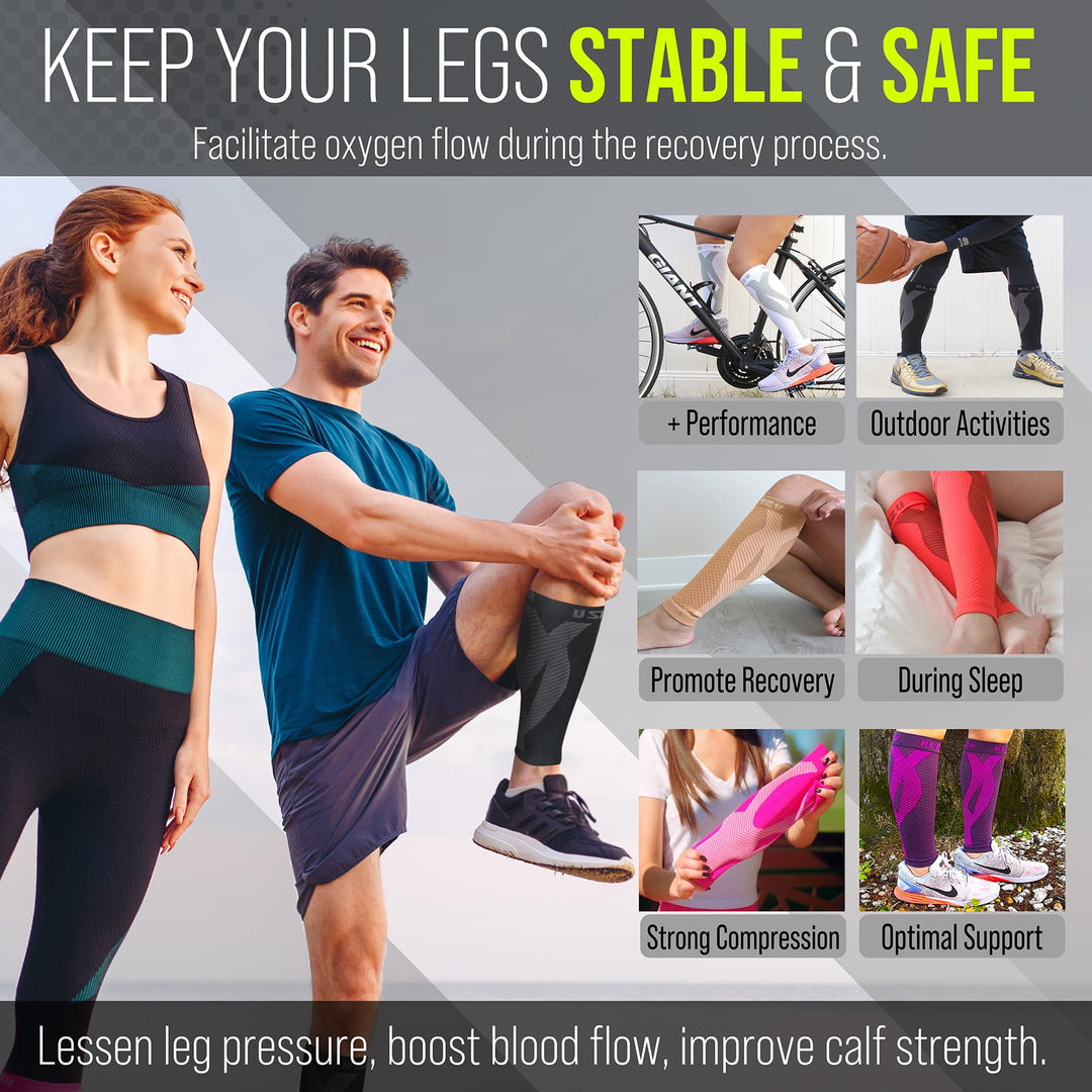 Footless Compression Socks for Women Men Kids Compression Stockings Leg Compression Sleeve Compression Socks Wide Calf Foot Compression Sleeve Compression Wrap Calf Sleeves White XXL