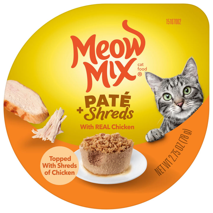 Paté & Shreds Wet Cat Food Variety Pack, Seafood & Poultry Favorites, 2.75 Ounce Cup (Pack of 12)