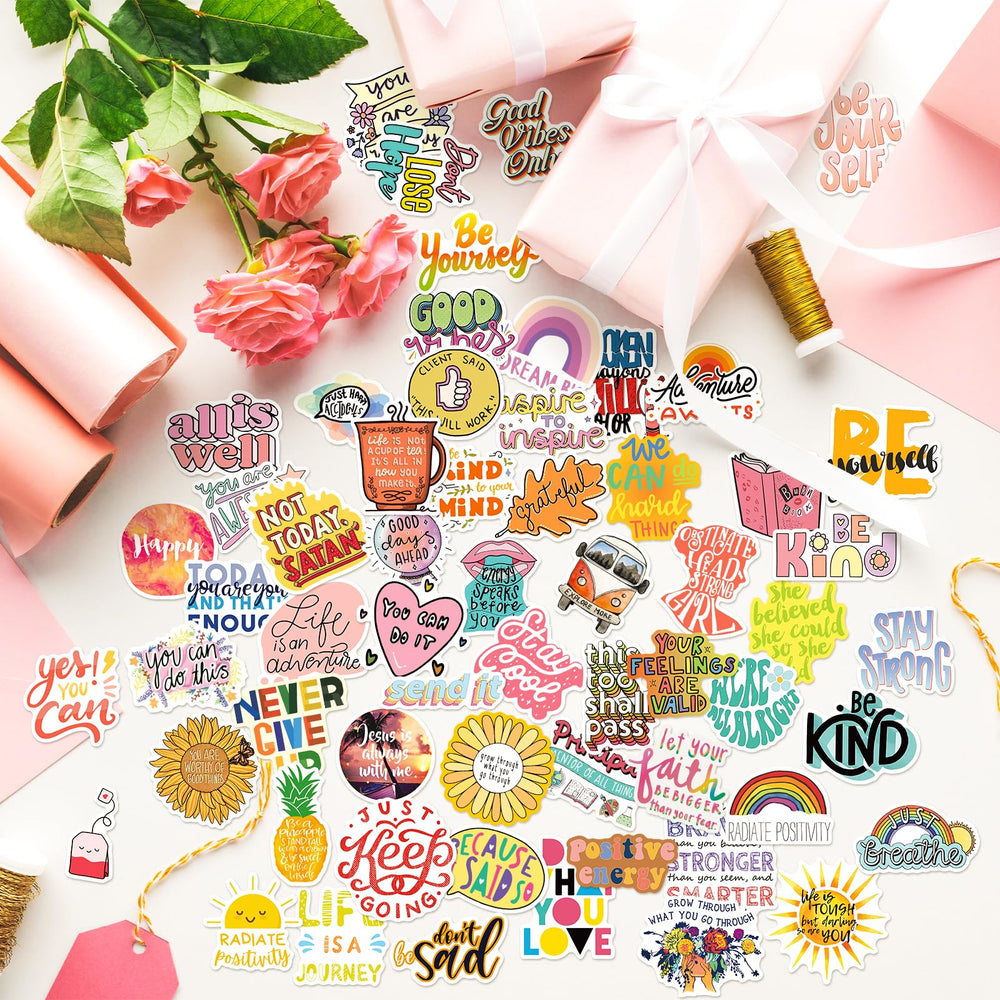300pcs Mental Health Inspirational Stickers for Laptop, Motivational Quotes Decals, Positive Words Stickers for Water Bottles, Waterproof Vinyl Inspirational Stickers Pack for Adults Teens Skateboard