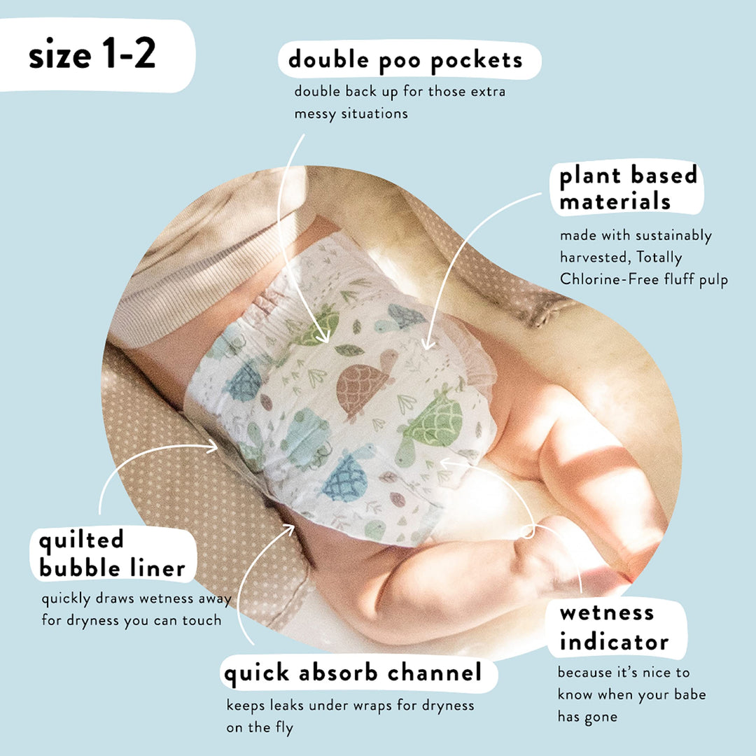 Clean Conscious Diapers | Plant-Based, Sustainable | Pandas + Barnyard Babies | Super Club Box, Size 2 (12-18 lbs), 152 Count