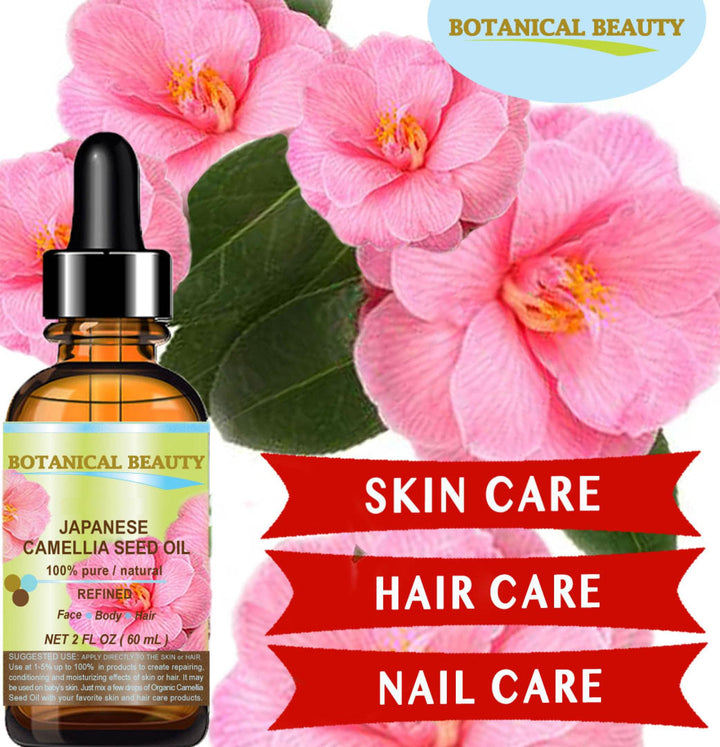 Japanese CAMELLIA Seed Oil 100% Pure Natural Undiluted Refined Cold Pressed Carrier Oil for Face Hair Skin Nails 0.5 Fl. oz 15 ml