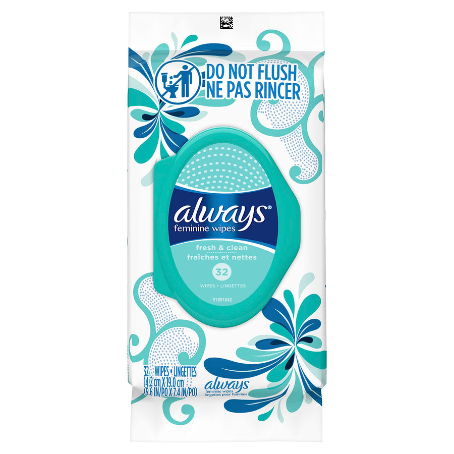 32 Piece Feminine Wipes, Fresh & Clean Scent, 0.498 Pound