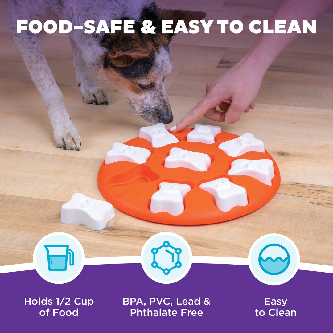 by Nina Ottosson Dog Smart Treat Puzzle Enrichment Toy, Level 1 Beginner, Orange