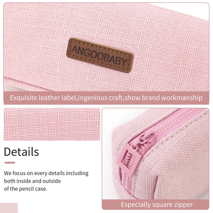 Small Pencil Case Student Pencil Pouch Coin Pouch Cosmetic Bag Office Stationery Organizer for Teen School-Pink