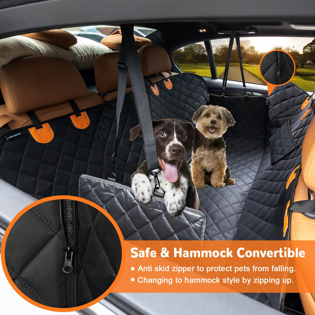Dog Seat Cover 100% Waterproof Hammock 600D Heavy Duty Scratch Proof Nonslip Durable Soft Pet Back Seat Covers for Cars Trucks and SUVs