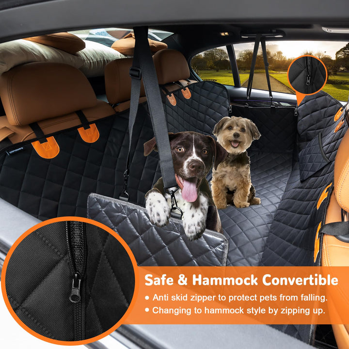 Dog Seat Cover 100% Waterproof Hammock 600D Heavy Duty Scratch Proof Nonslip Durable Soft Pet Back Seat Covers for Cars Trucks and SUVs