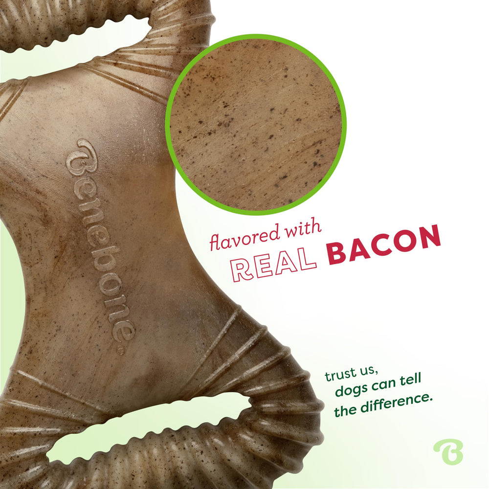 Dental Durable Dog Chew Toy for Aggressive Chewers, Real Bacon, Made in USA, Medium