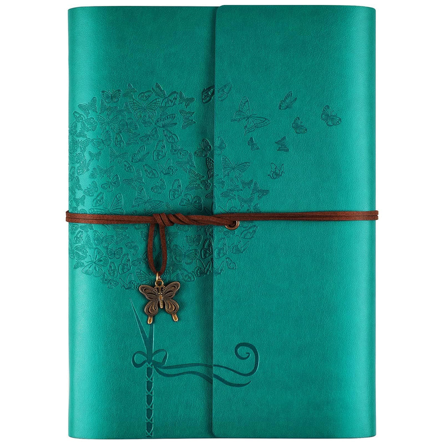 Leather Journal Notebook, Refillable Writing Journal Diary Planner for Women Girls (Blue, A5-9.3''×6.3'')