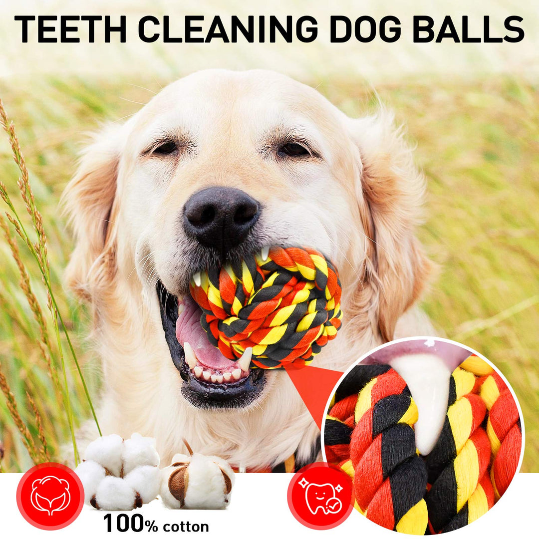 Dog Toys for Aggressive Chewers, Dog Balls for Large Breeds, Heavy Duty Cotton Rope Chew Toys with Tough Twisted for Medium Breeds, 6 Pack Indestructible Chew Toys