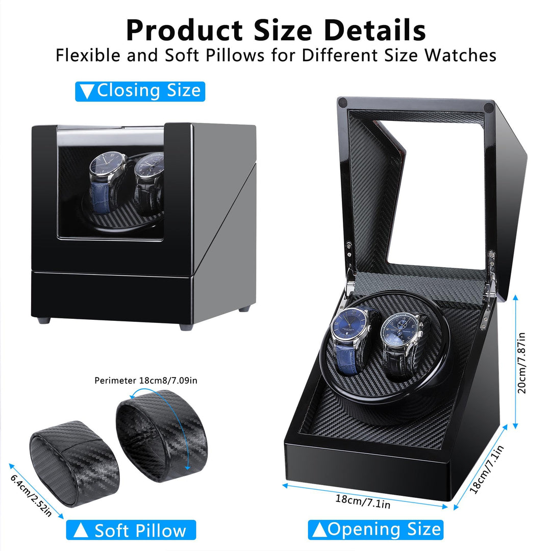 Watch Winder for Rolex, Automatic Watch Winder Box, Double Watch Winder with Japanese Quiet Motor Battery Powered or AC Adapter Black