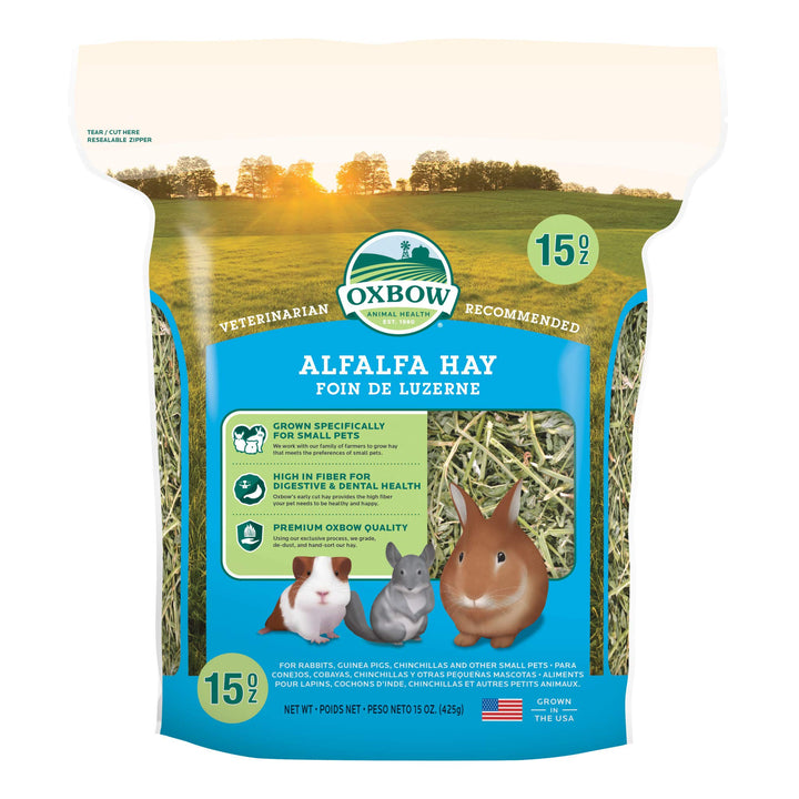 Animal Health Alfalfa Hay, For Rabbits, Guinea Pigs, And Small Pets, Grown In The USA, Hand-Selected And Hand-Sorted, 15 Ounce