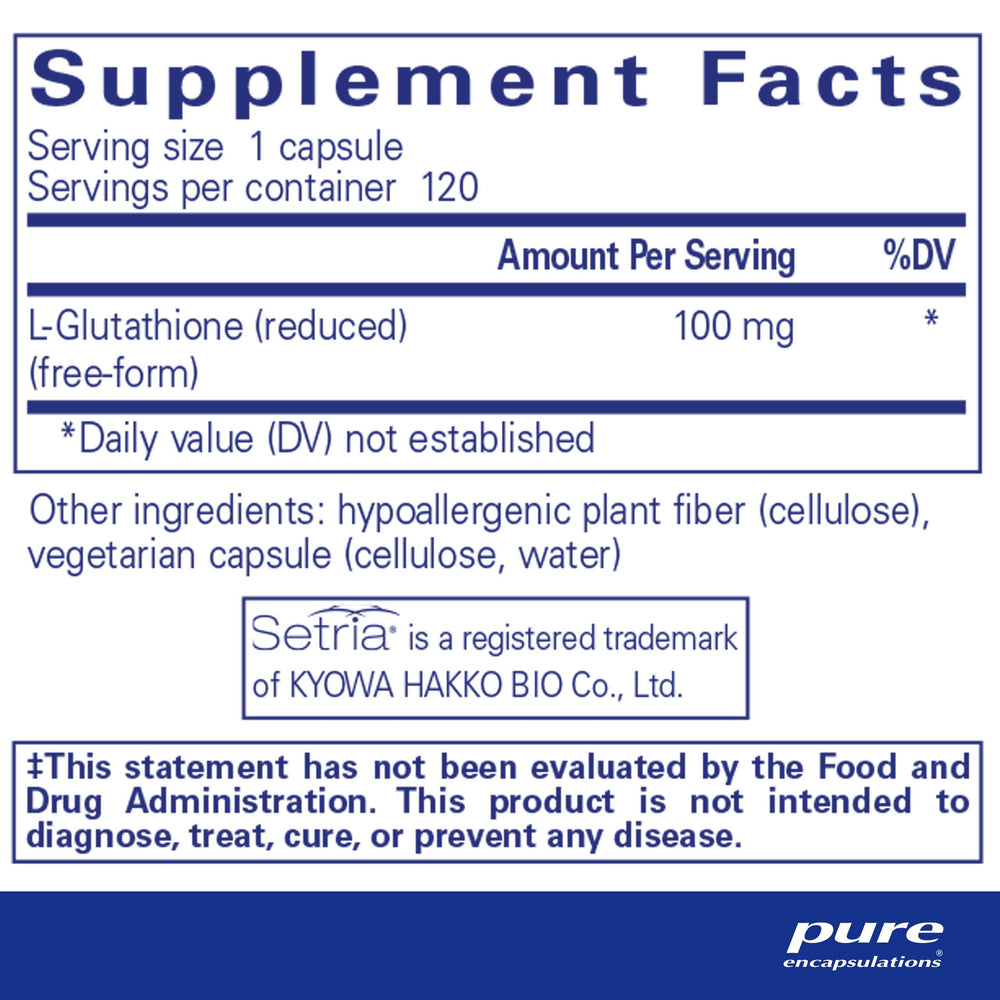 Reduced Glutathione | Hypoallergenic Antioxidant Supplement to Support Liver and Cell Health* | 120 Capsules