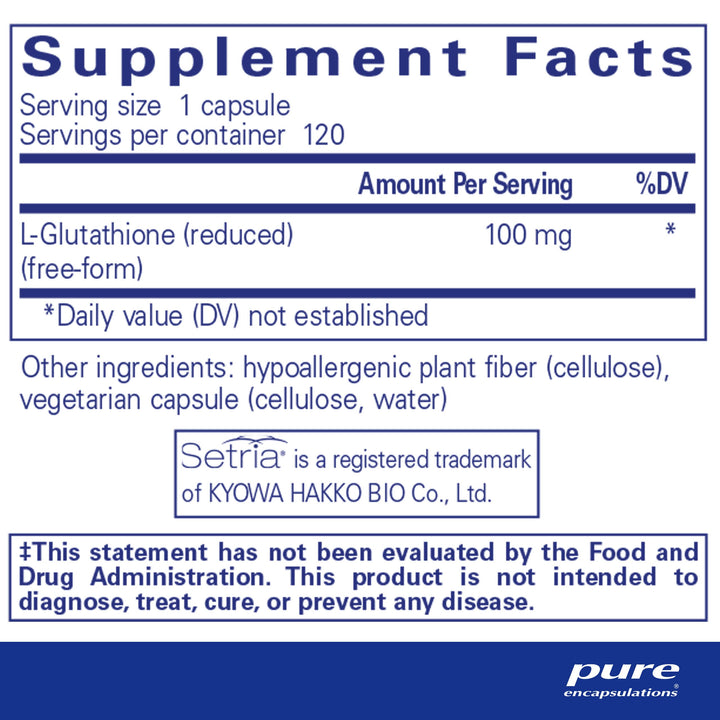 Reduced Glutathione | Hypoallergenic Antioxidant Supplement to Support Liver and Cell Health* | 120 Capsules