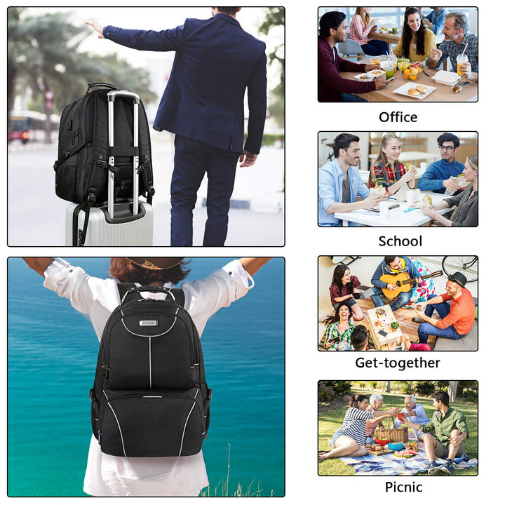Lunch Bag Backpack, Insulated Cooler Lunch Box Backpack, Extra Large Travel Laptop Backpack TSA Friendly RFID Computer College bag with USB Port for Women Men Fits 17.3 Inch Laptop