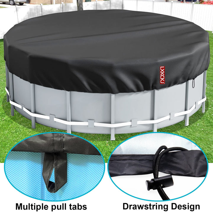 12 Ft Round Pool Cover, Solar Covers for Above Ground Pools, Summer Pool Cover Protector with Pool Cover Accessories, PE Tarp Ideal for Waterproof and Dustproof (Black)