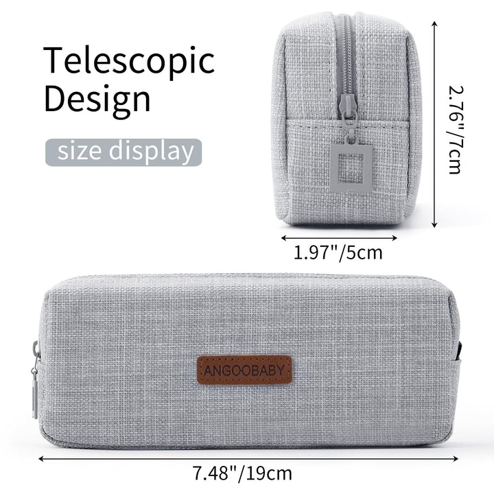 Small Pencil Case Student Pencil Pouch Coin Pouch Cosmetic Bag Office Stationery Organizer For Teen School-Grey Green