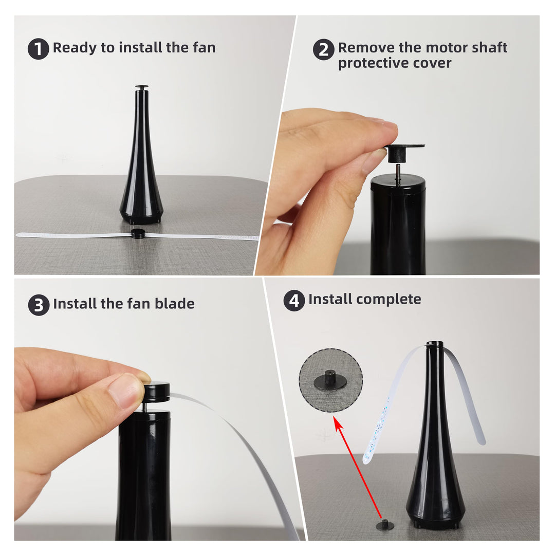 Fly Swatter Fan for Outside or Inside Meal, Picnic Fan for Table Use, Fly Fans for Tables, Barbeque, Events, Battery Operated Food Spinning Fan(Black Color 2pcs)