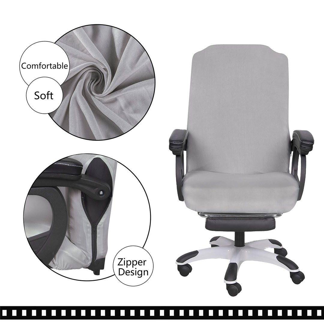 Office Chair Cover- Medium, Silver Grey- Removable Computer Chair Cover for Office Chair with Zipper for Universal Rotating Chair Desk Chair Cover Chair Seat Washable Protector for Pets