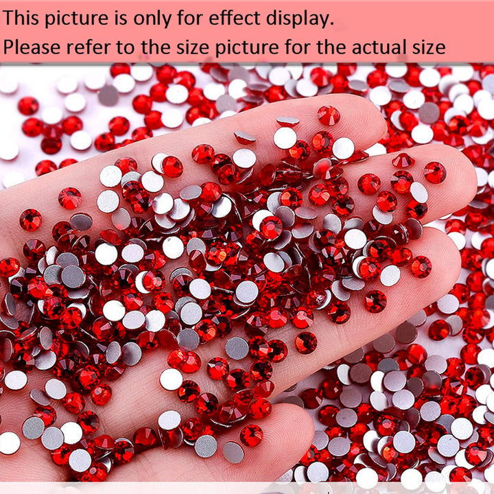 288 Pieces SS30 Flatback Rhinestones, 6.5MM Flatback Crystal Rhinestones for Craft Nails Dance Costumes, Large Non Hotfix Rhinestones, Red/Siam