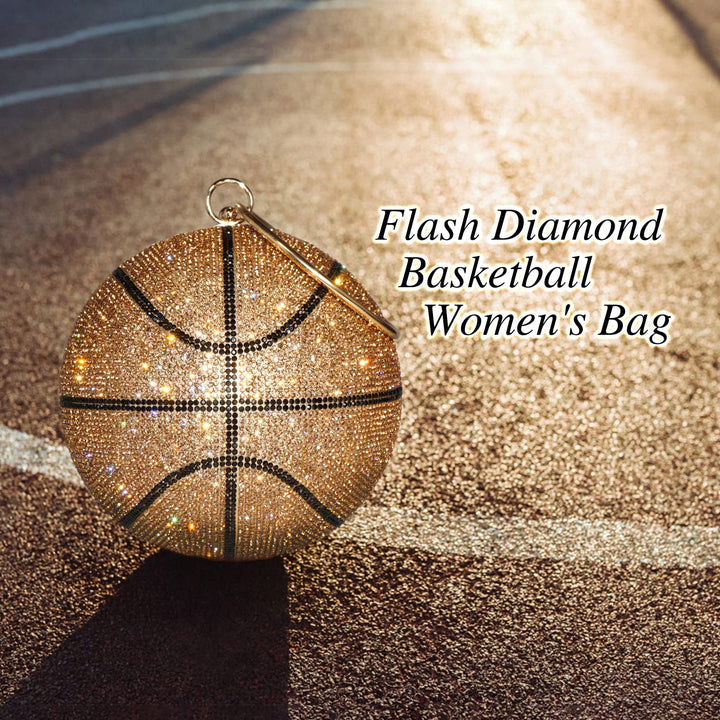 Rhinestone Basketball Round Bag Purse And Handbags for Women Gold Clutch Evening Hand Bags Party Wedding Ball Cool Purses Diamond Clutch Purses