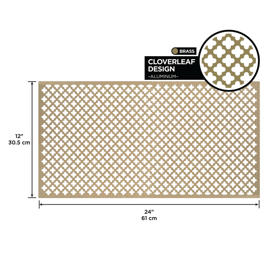 56016 Aluminum Cloverleaf Sheet - for Interior/Exterior Design, Stylish, Lightweight, Corrosion-Resistant, Easy to Mold and Trim (12 in. x 24 in. x .020 in.) (Brass)