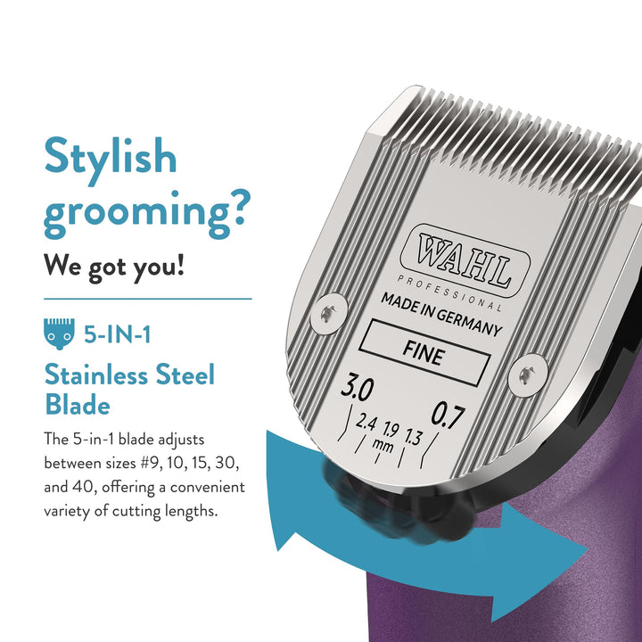 Professional Animal Arco Pet, Dog, Cat, and Horse Cordless Clipper Kit, Purple (8786-1001)