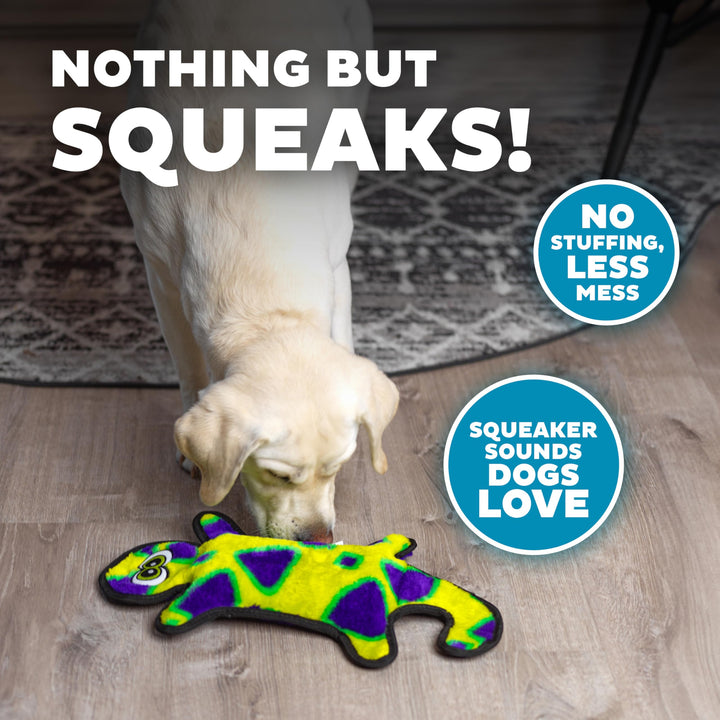 Durablez Tough Plush Squeaky Dog Toy, Gecko, Green, Large
