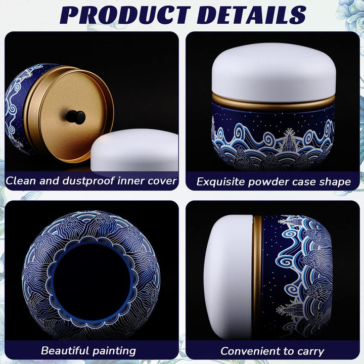 Body Powder Case with Powder Puff Powder Container Tea Canister for Baby and Adult Body Talcum Powder Tea Box (Pink Flower)
