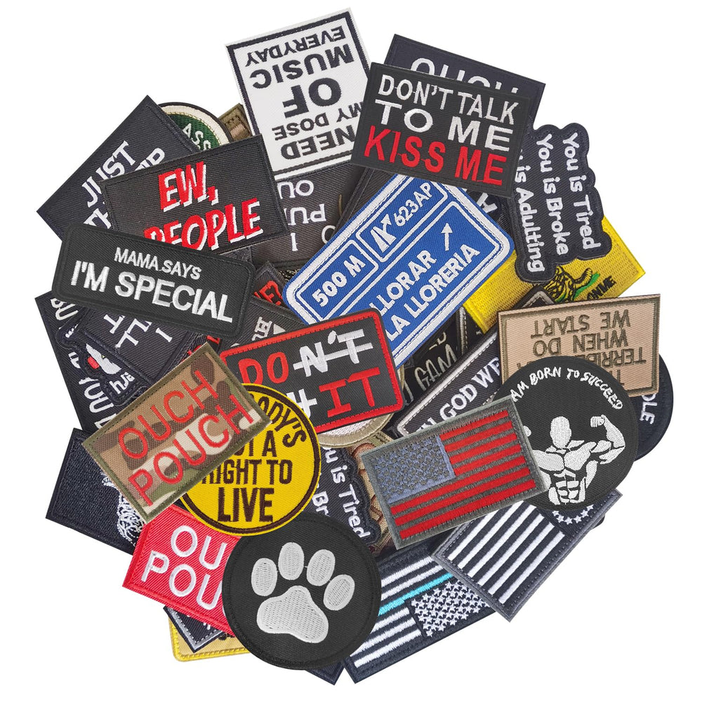 20 Pieces Random Morale Patches, Funny Tactical Patch, Hook and Loop Patch for Vest, Backpacks, Hat, Clothes, Etc